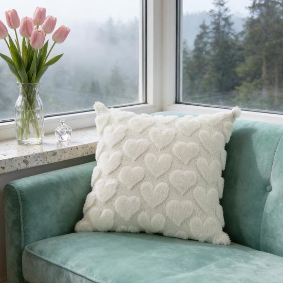 Плюшевая наволочка на подушку в форме сердца ко Дню святого Валентина, декоративная наволочка с узором в виде сердца