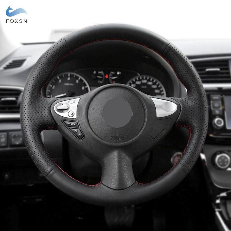 Car Accessories Inner Steering Wheel Cover Leather Trim For Nissan Maxima 2009-2014 Juke 370Z 2011-2017 Sentra SV 2017