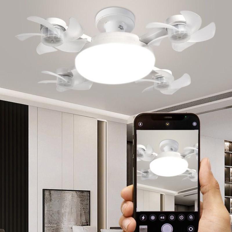 Потолочный вентилятор с патроном E27 и светильником 50 Вт/60 Вт LED освещение Маленький потолочный вентилятор Бытовой вентилятор для спальни Лампа