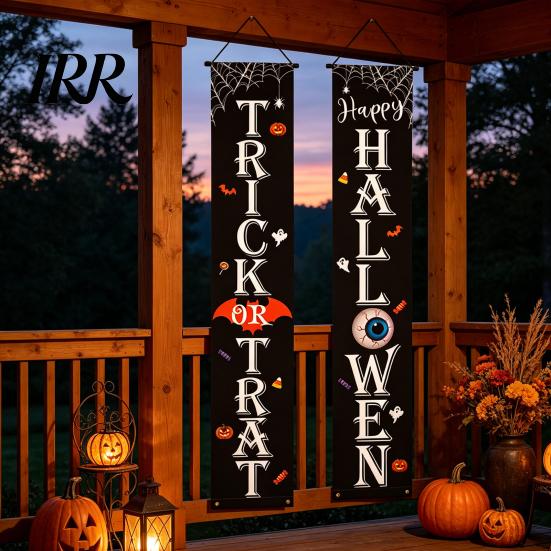 Party Hanging Decoration Halloween Porch Sign Banner, Pumpkin Ghost Awning Wall Decorative Accessory Door Decoration, Front Wreath Banner Yard Festive