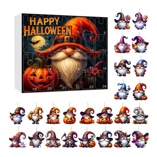 Календарь Адвента на Хэллоуин 2025 Ужасающий кулон-гном Коробка для отсчета 24 дней Милые мини-персонажи