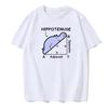 Hippo Sleeping On Math Problem Print Man Tshirts Summer Tshirt Breathable O-Neck Short Sleeve Harajuku Loose Tshirt Cotton Tops