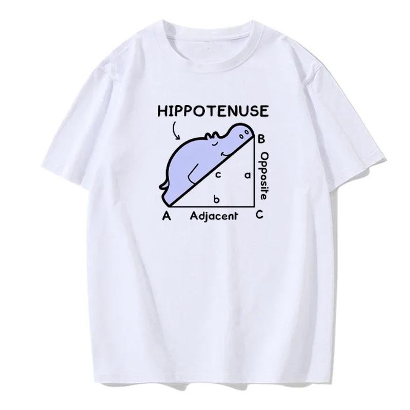 Hippo Sleeping On Math Problem Print Man Tshirts Summer Tshirt Breathable O-Neck Short Sleeve Harajuku Loose Tshirt Cotton Tops
