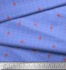 Soimoi Blue Japan Crepe Satin Fabric Berries & Dots Fabric Prints By metre 42 Inch