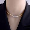 316L Stainless Steel Snake Chain Necklace For Women Zircon Square Pendant Neck Chain Jewelry 18K Gold Collar Necklace AVE