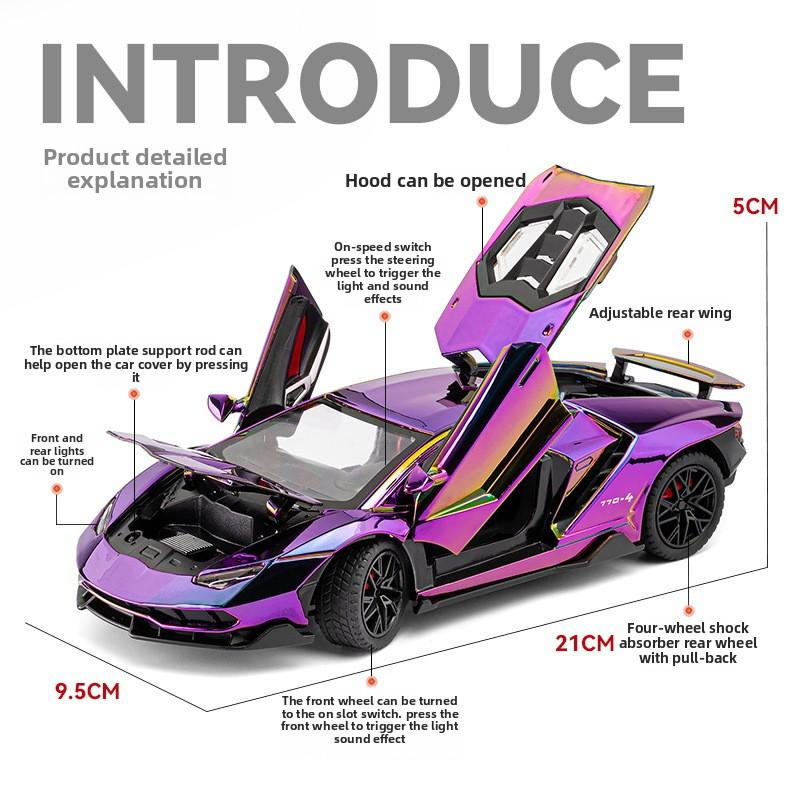 Гальванизированный 1/24 Lamborghini 770 Суперкар Сплав Модель Украшения Игрушки Литой Миниатюрный Voiture Дети Мальчик Подарок День Рождения
