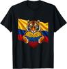 Colombia Flag Tiger Heart Colombian Pride Patriotic Heritage T-Shirt
