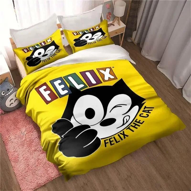 Cartoon Felix Cat Bed Set Home Decoration for Boy and Girl Feline-Follies Duvet Cover Pillowcase Single Double Large Size
