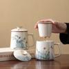 Plant ash hand-painted blue and white ceramic cup personal special tea separation office cup mug business event gift