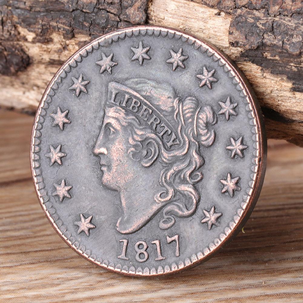 Памятная монета, латунная винтажная коллекционная монета США номиналом 1 цент 1817 года