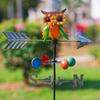 Owl Weathervane Wind Direction Indicator Iron with 3 Prongs Stake Decor Weather Vane for Outdoor