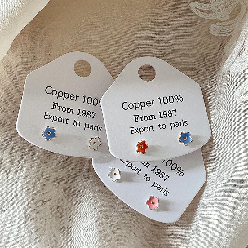 Small Contrasting Color Color Flower Stud Earrings Women'S Fresh Personality Fashion Temperament Elegant Trend Versatile Earrings