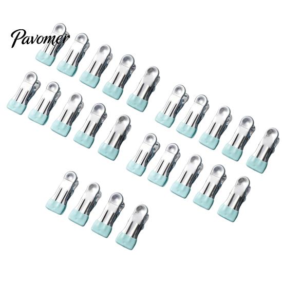 Rust Resistant Utility Clips for Outdoor Laundry 24PCS Stainless Steel Clothes Pegs, with Non-Slip Rubber Coating, Heavy Non Marking Fabric