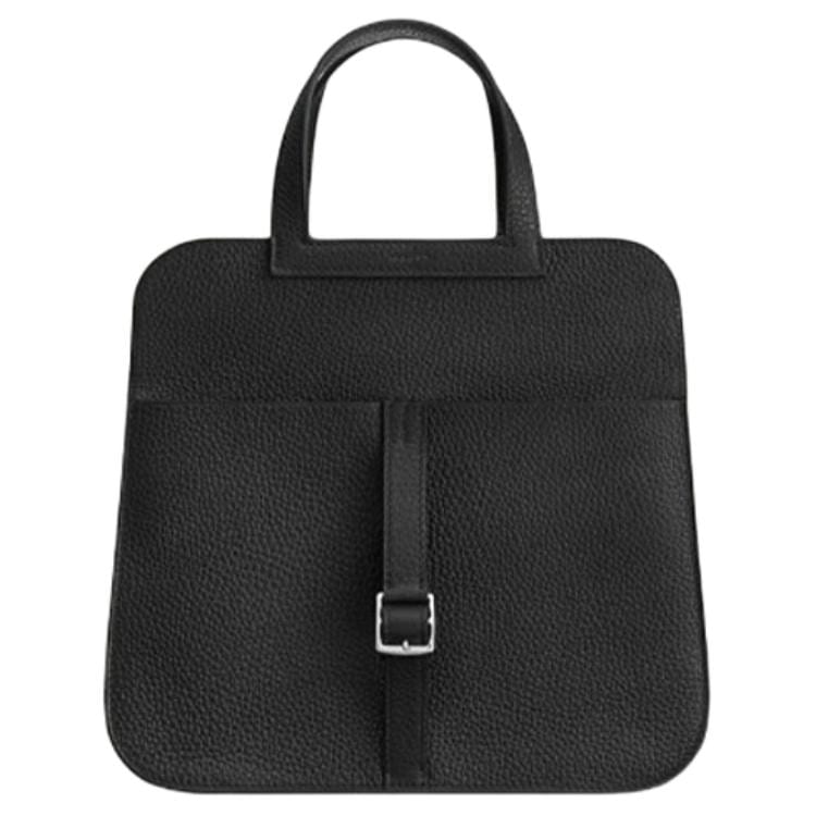 HERMES Halzan Leather Handbag Mini Women's Black H069523CK89