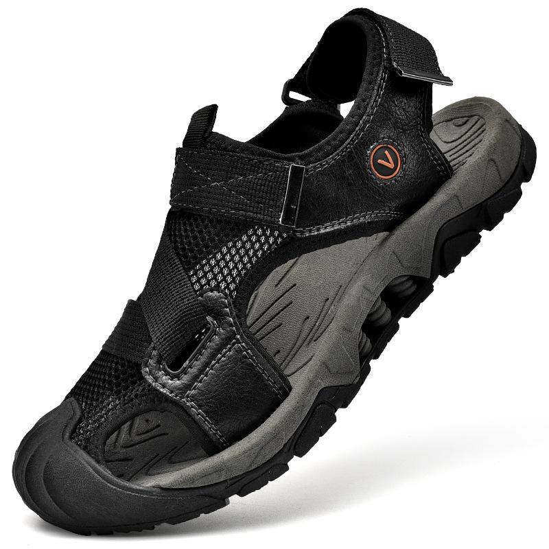 Мужские сандалии, летние, новые, для альпинизма, противоскользящие, с мягкой подошвой и износостойкой кожей, повседневные, для пляжа среднего возраста