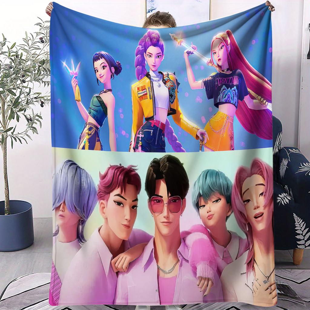 K Pop Охотники на демонов Плед Горячий аниме Фланелевый плед Подарок фанату для дома Путешествий Кемпинга Офиса Постельное белье Декор гостиной
