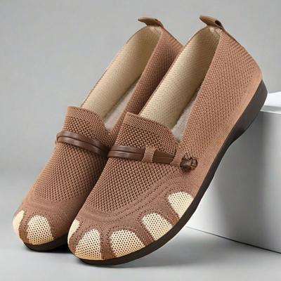 Модная женская обувь 2025 весна/лето новый стиль мелкий вырез плоская подошва туфли для мамы дышащая сетчатая обувь удобные лоферы