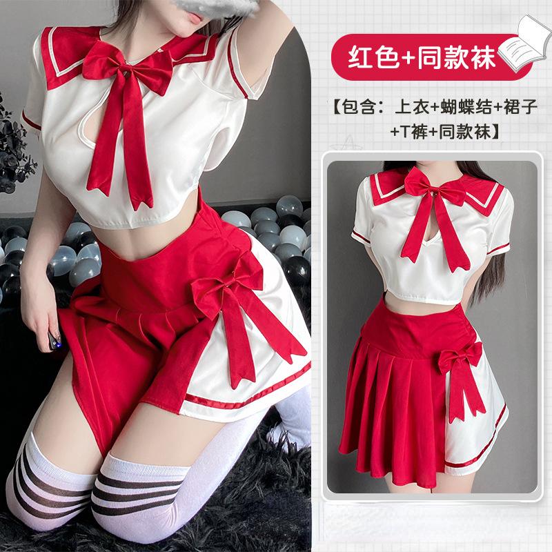 Японский стиль кампус красный сексуальный студент косплей школьница нижнее белье ролевая игра короткая плиссированная юбка рейв вечеринка милая одежда для девочек