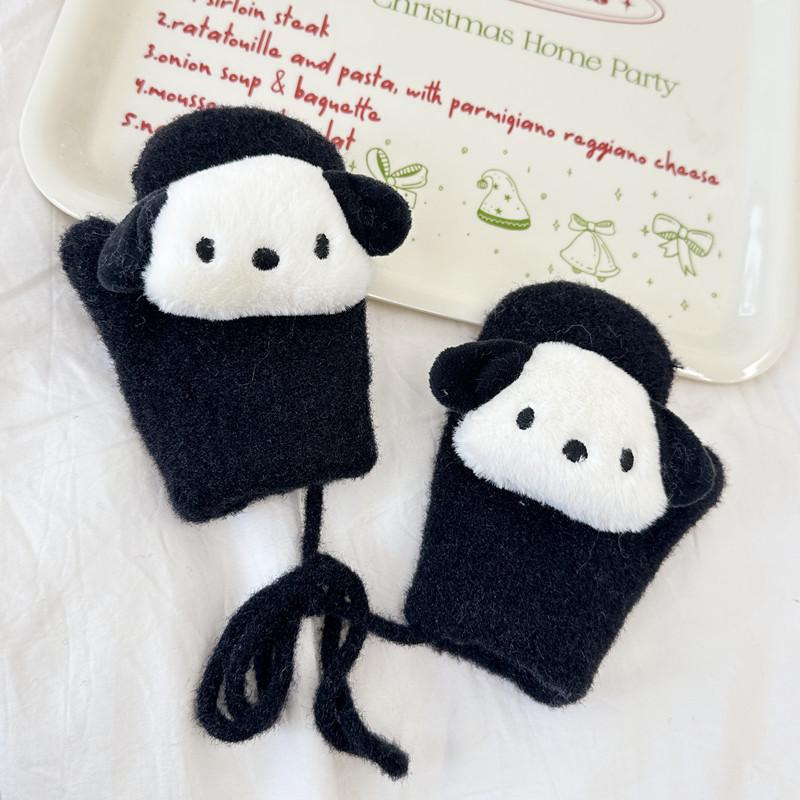 Новые детские перчатки Милые мультяшные куклы Вязаные варежки Зимние теплые Плюс бархат Утолщенные Перчатки на шнурке