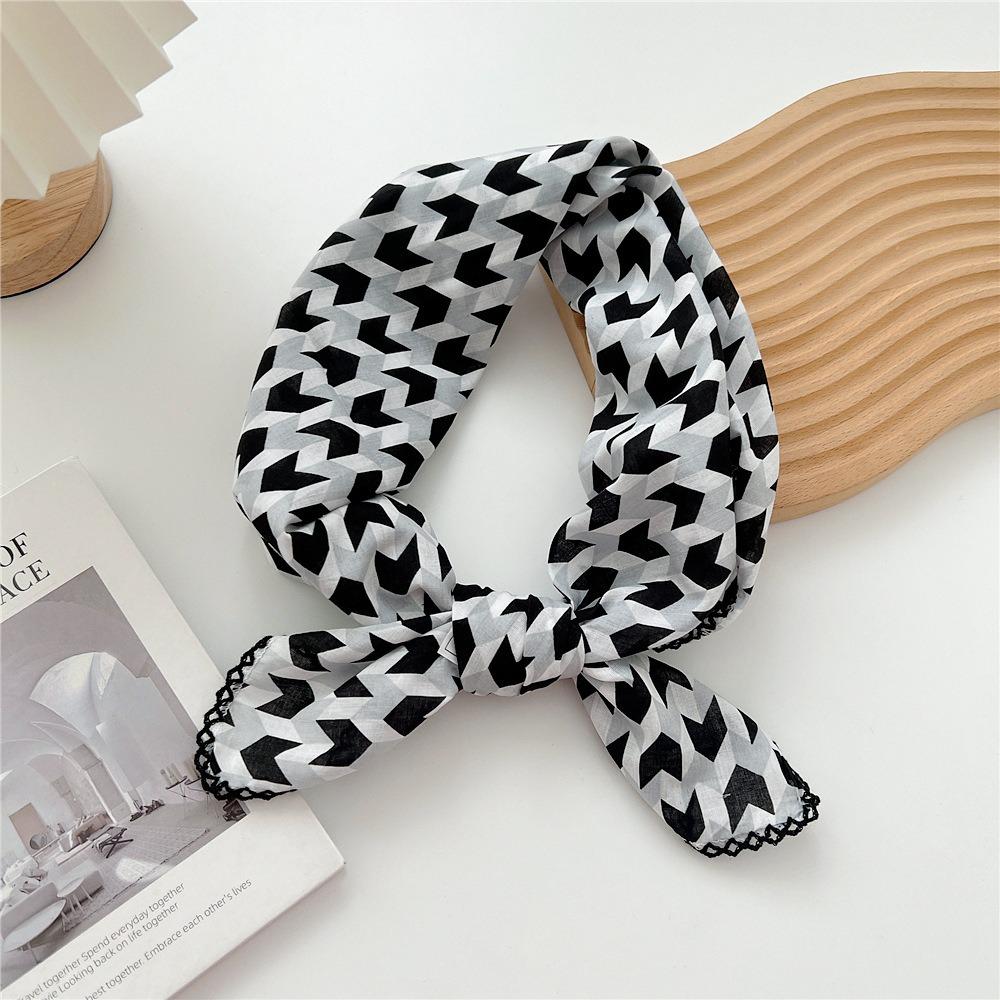 Flower Cotton Linen Print Scarves Floral Square Handkerchief Elegant Small Square Scarf  Women