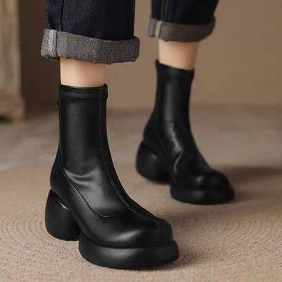 Модные женские туфли на высоком каблуке, зимние ботильоны на щиколотке, ретро кожаная обувь, тренд зимы 2025, новые массивные ботинки челси, модные готические туфли-лодочки, женские боты