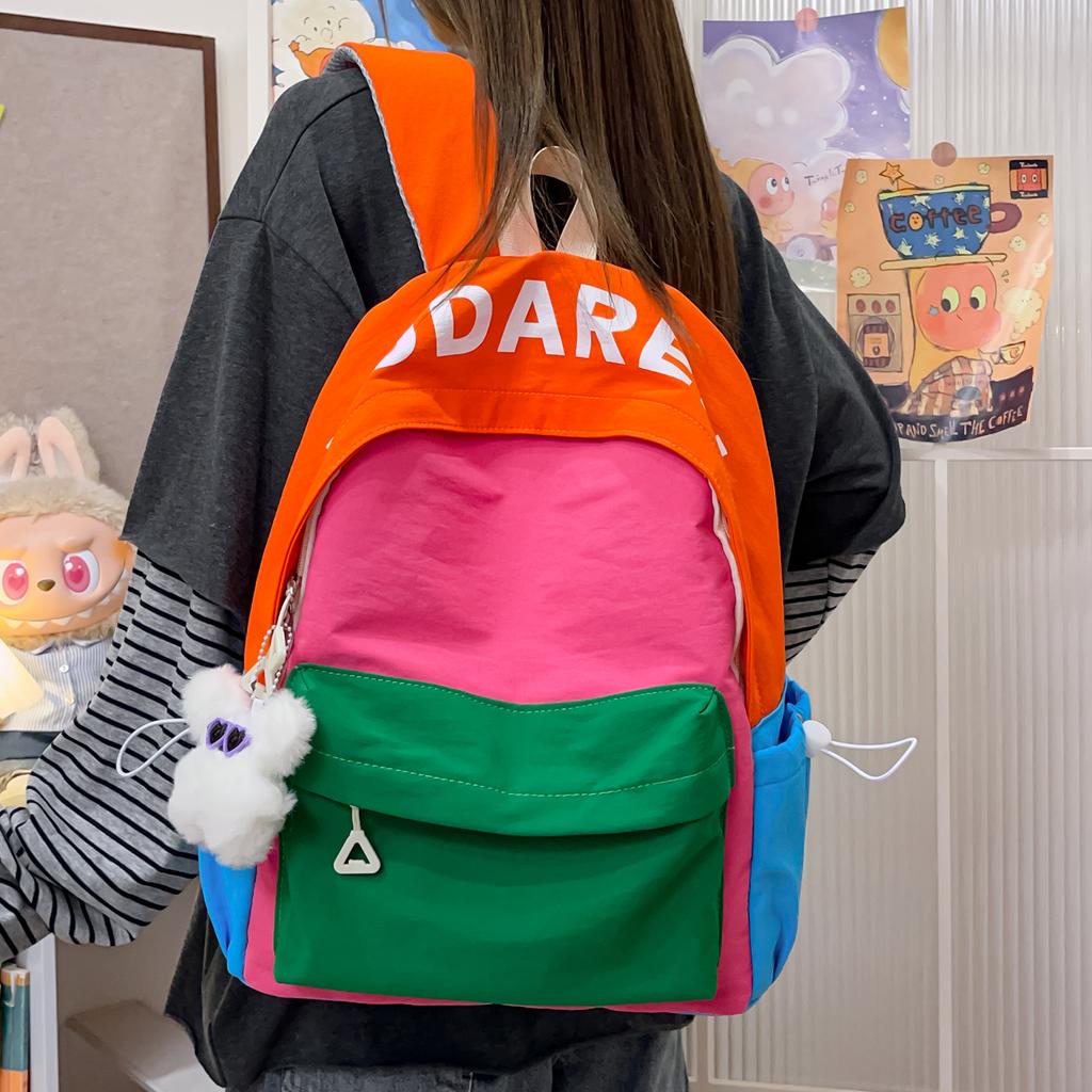 Schoolbag new spring outing color matching junior and high school student schoolbag unisex large capacity lightweight leisure travel backpack