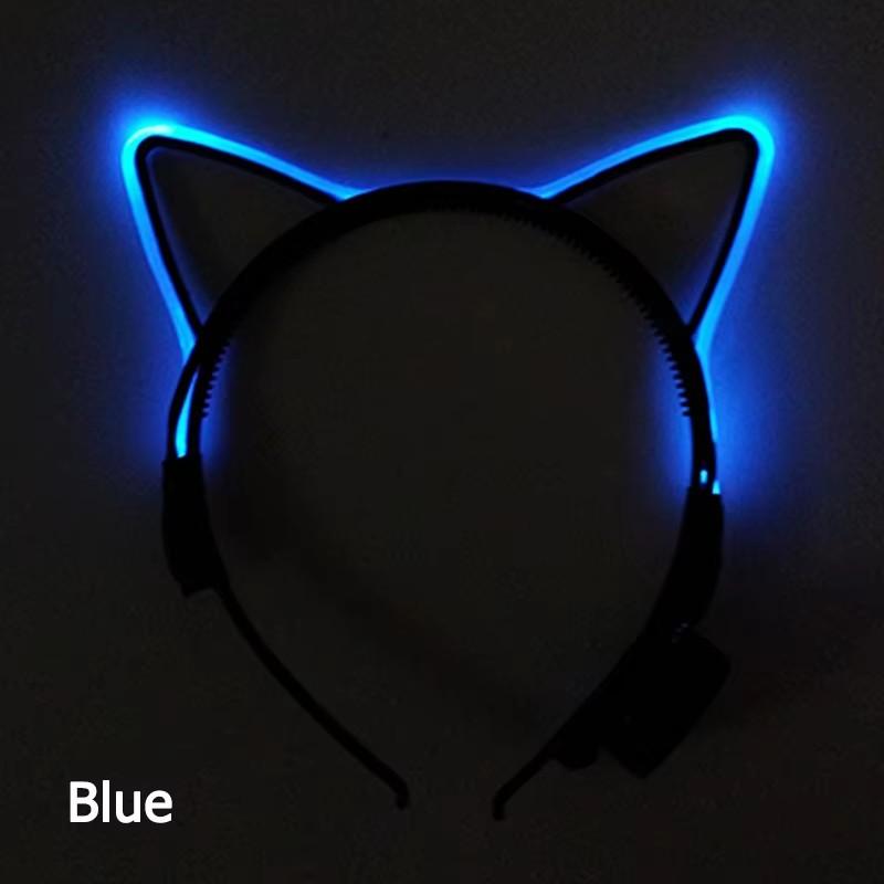 Luminous Cat Headband NightClub Concert Holiday New Year Masquerade Birthday Light Up Supplies LED Glow Cosplay Cat Ear Hairband