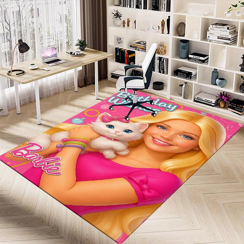 1 шт. Ковер с пожеланиями на день рождения Barbie, для декора дома и офиса, Коврик под офисное кресло, Праздничный подарок, Ковер для конференц-зала L1166