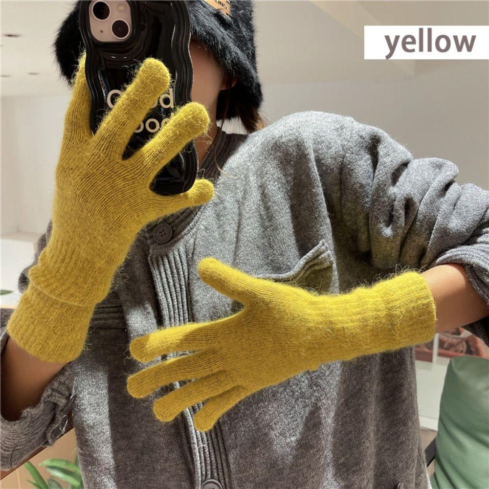 Full Fingers Long Wrist Gloves Rabbit Wool Winter Mittens Fashion Woolen Gloves Autumn Winter