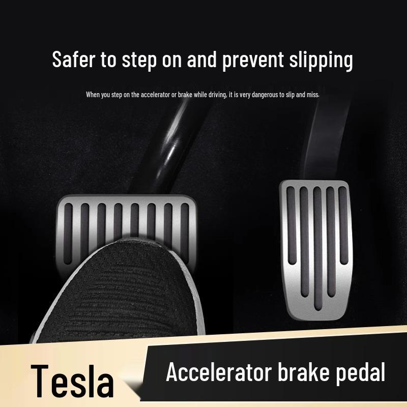 Алюминиевые накладки на педали для Tesla Model 3/Y - Защита педали акселератора, тормоза и подставки для ноги