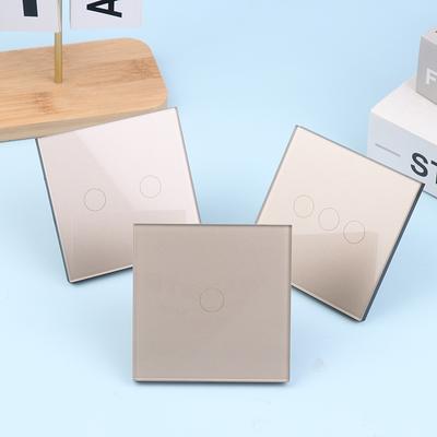 1/2/3-клавишный сенсорный выключатель 1-клавишный Разъемы USB Type-C Настенные розетки Выключатель света с розетками Стеклянная панель Золотой