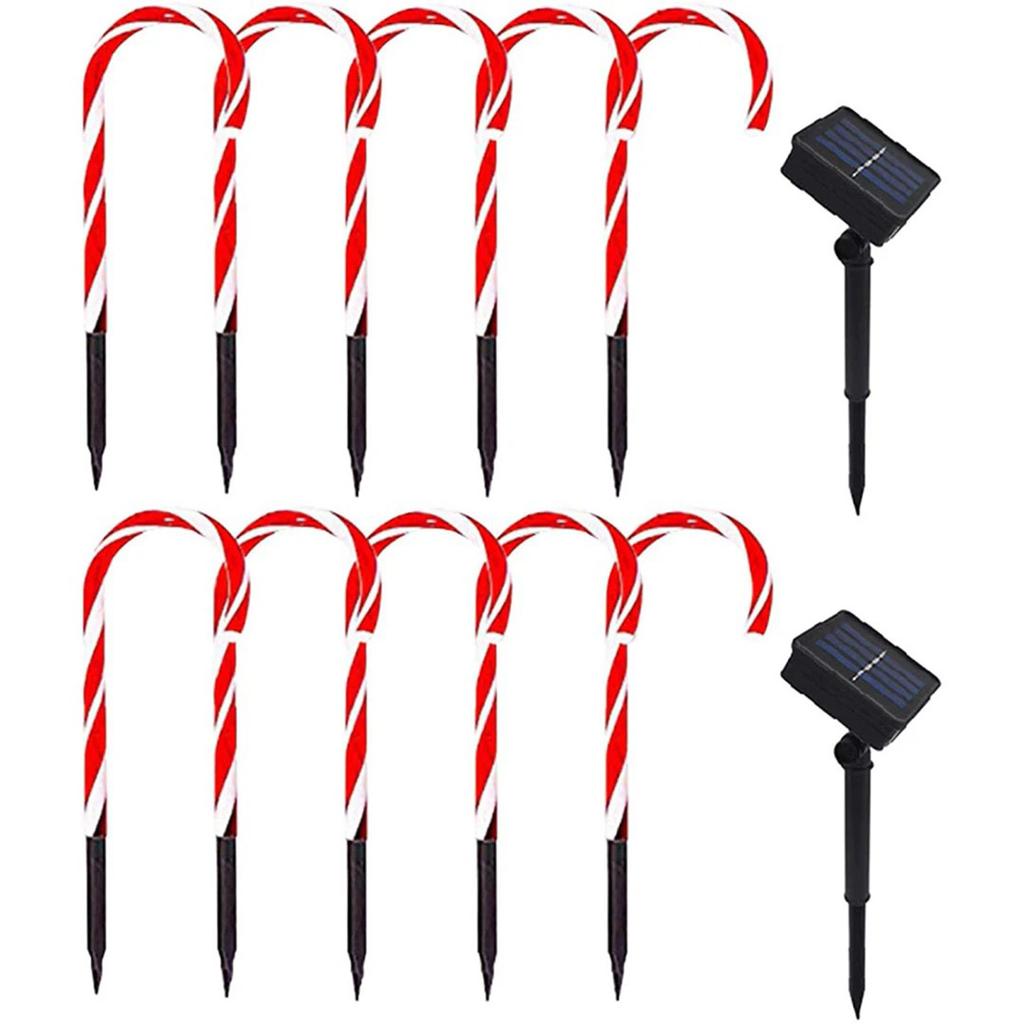 Christmas Yard Cane Lights, Candy 10 Pack Cane Pathway Lights Christmas Decorative Lights for Xmas Holiday Party Walkway Patio Garden Decor