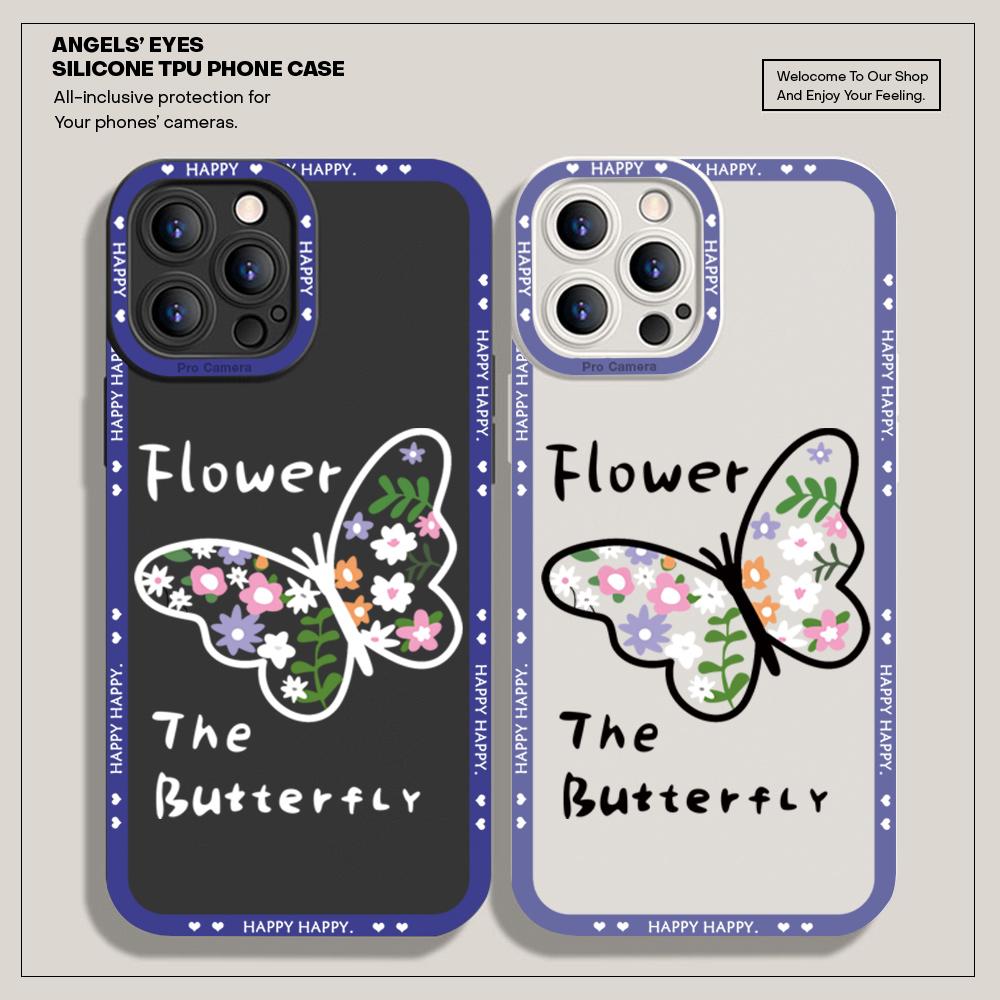 Для iPhone 16 15 14 Pro Max Redmi Note 13 12 Pro Samsung S25 S24 Ultra A13 A14 A15 A16 Цветы Бабочки Дизайн Полный Объектив Камера Защитный Чехол