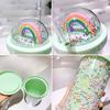 Double Layers Rainbow Plastic Water Bottle With Straw Creative 550Ml Mug