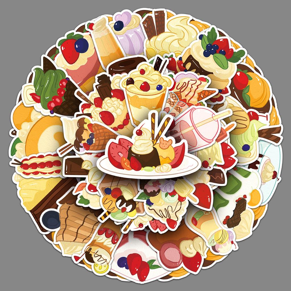 50 Dessert Doodle Personalized Hand-painted Cakes for Kids Decorative Mobile Phone Case Suitcase Stickers Waterproof
