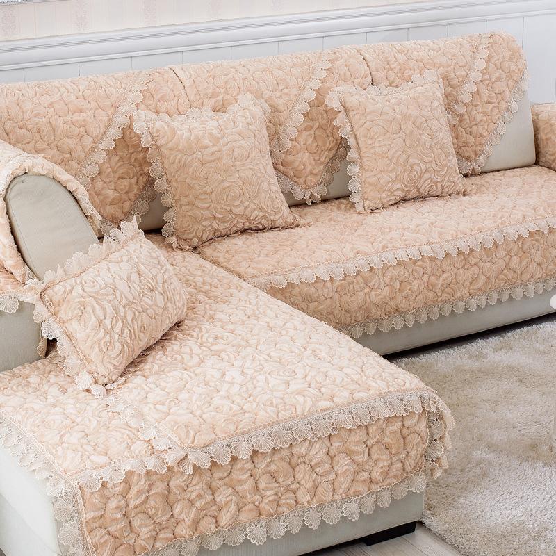 Зимняя подушка для дивана, простой универсальный чехол для дивана, тканевый нескользящий чехол, утолщенная плюшевая универсальная подушка