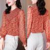 2025 Весна Новая Мода Цветочная Рубашка для Женщин с Длинными Рукавами Универсальная Шифоновая Рубашка Топ