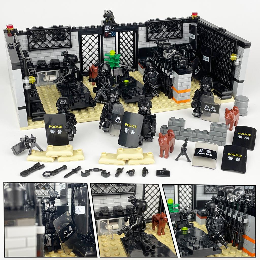 Дети собирают строительные блоки, игрушки, антитеррористический специальный тренировочный зал полиции, строительные блоки, детские игрушки