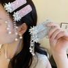 Корейская заколка для волос с бриллиантовым цветком и жемчужной бахромой, интернет-знаменитость, милая девушка, сердечко, BB-заколка, нишевый дизайн, персонализированные аксессуары для волос.