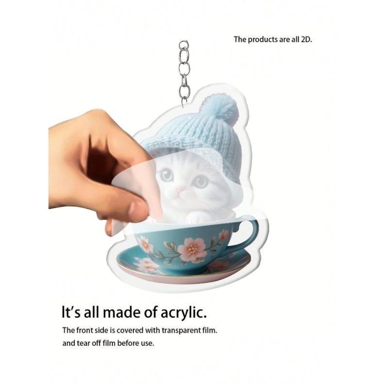 1 шт. Милый акриловый мультяшный брелок с кошкой, 2D плоский мультяшный декоративный зажим для сумки, рождественский подарок для друзей, подвесное украшение для автомобиля