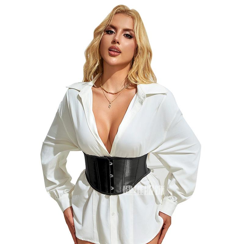 Solid Color Satin 3 Button Short Waist Cincher Lolita Court Style Waist Trainer