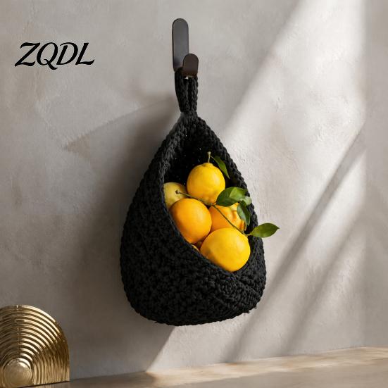 Versatile Woven Hanging Baskets 3PCS Cotton Rope Storage Basket, Wall-mounted Organizer Wall Mounted Basket Pouches, Boho Multi-functional Bag