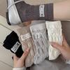 Female Spring and Autumn Pure Color Lace Cloth Standard Pleated Texture In The Tube Pile Socks