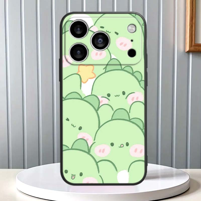 Мультяшные Животные Милый Чехол Для Телефона Для Apple iPhone 17 16 16E 15 14 13 12 11 Pro Max Plus Черный Мягкий Силикон