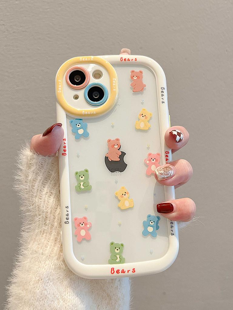 Противоударный бампер с изображением кролика и мультяшного медведя, чехлы для телефонов для Iphone 14 11 12 13 Pro Max, мягкая прозрачная задняя крышка