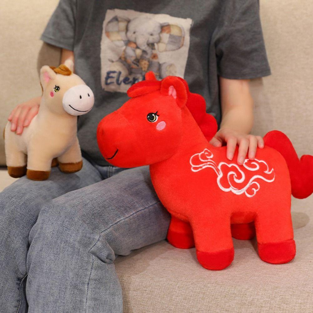 Letter Print Plush Horse Doll 2026 Horse Year Pony Animal Toys Zodiac Horse Figurine  Birthday Gift