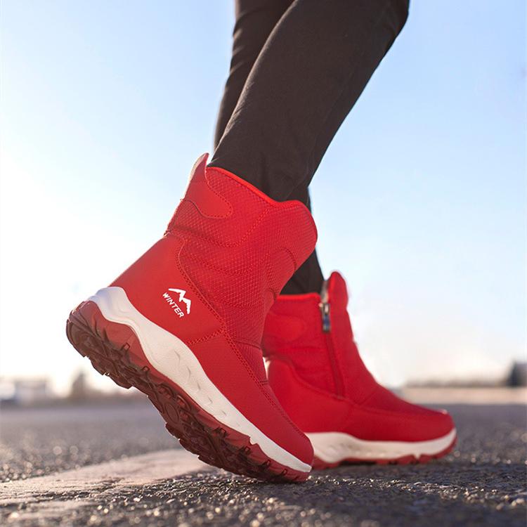 Утолщенные теплые нескользящие плюшевые хлопковые туфли, новые женские водонепроницаемые зимние ботинки на молнии