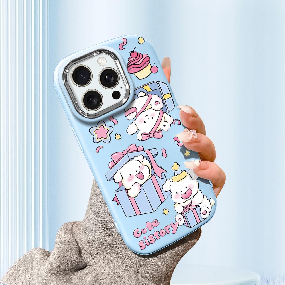 Для iPhone 15 14 13 12 11 Pro Max 14 15 Plus Samsung S23 S24 S22 S21 Redmi милый маленький медведь узор серебристый край линзы мягкий силиконовый чехол для телефона