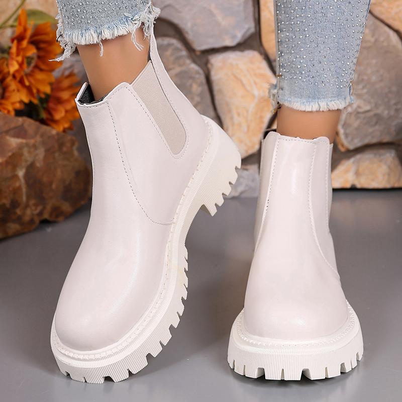Женские однотонные ботинки челси на платформе, слипоны, мягкая подошва, ботильоны из искусственной кожи, женские удобные осенне-зимние боты для женщин