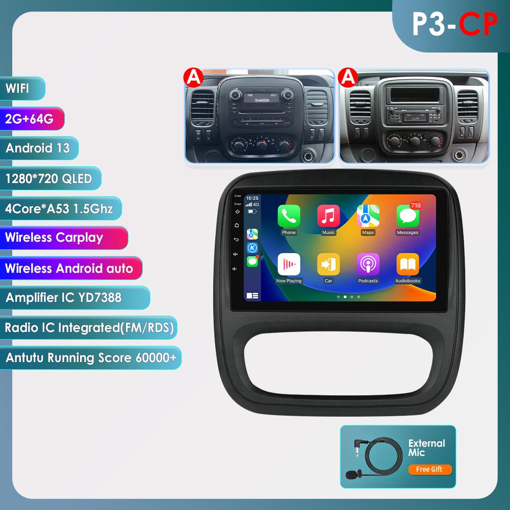 Hizpo 4G AI Voice Android Auto Radio для Renault Trafic 3 2014-2021 для Opel Vivaro B 2014-2018 Carplay Car Multimedia Intelligent Screen GPS 2din